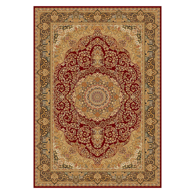 Brown Morocco Area Carpet Medallion Pattern Polyester Area Rug Stain Resistant Rug for Home Decor