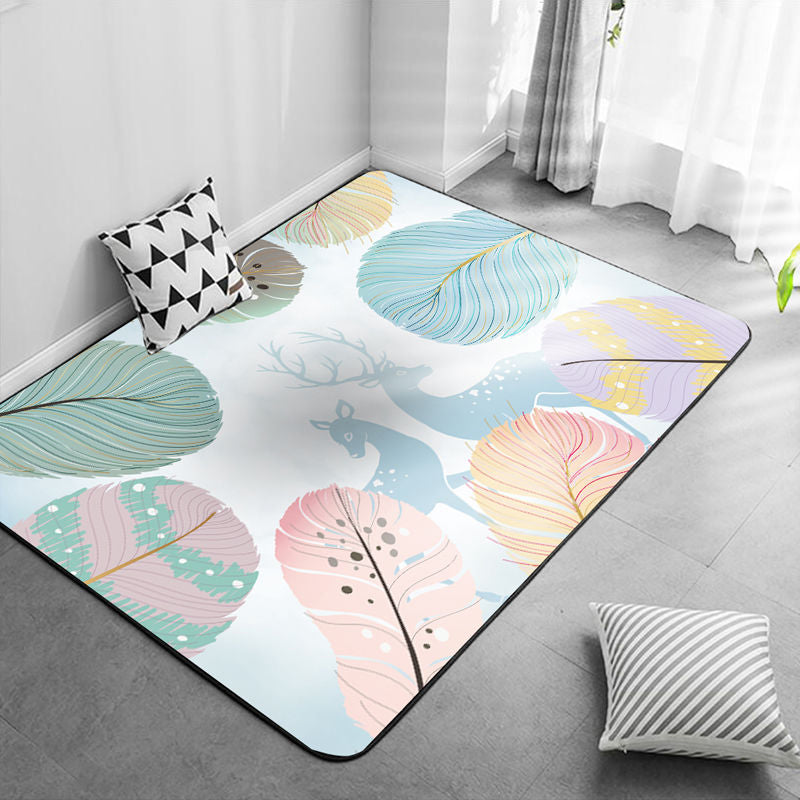 Sky Blue Modern Rug Polyester Grafisch Tapijten Niet-slip achterste tapijt voor thuisdecoratie
