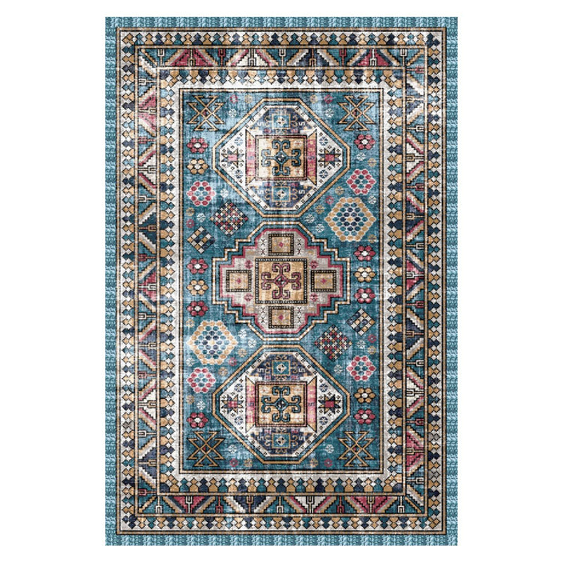 Traditional Living Room Carpet Antique Pattern Polyester Area Rug Stain Resistant Area Rug