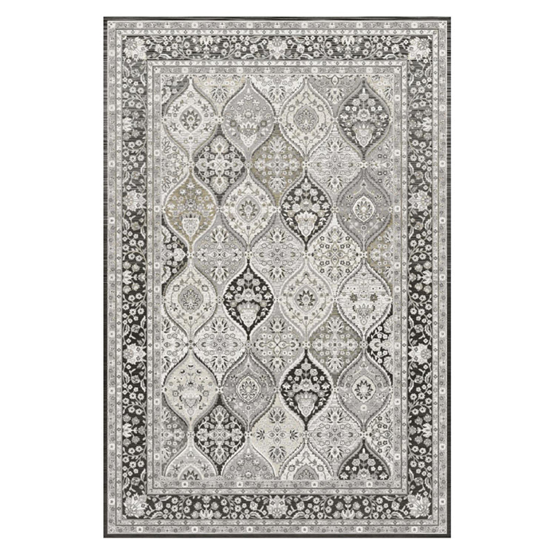 Traditional Living Room Carpet Antique Pattern Polyester Area Rug Stain Resistant Area Rug