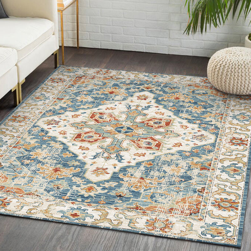 Fancy Morocco Area Rug Antique Pattern Polyester Area Carpet Stain Resistant Rug for Home Decor