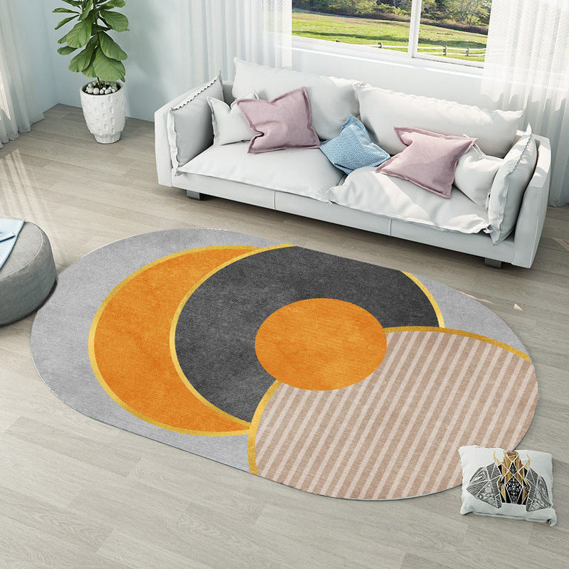 Modern Living Room Carpet Color Block Polyester Area Rug Stain Resistant Area Rug
