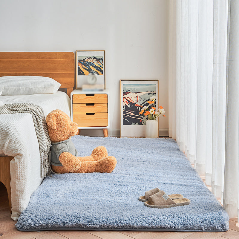 Comfort Home Decoration Area Rug Solid Shag Carpet Polyester Non-Slip Backing Indoor Carpet