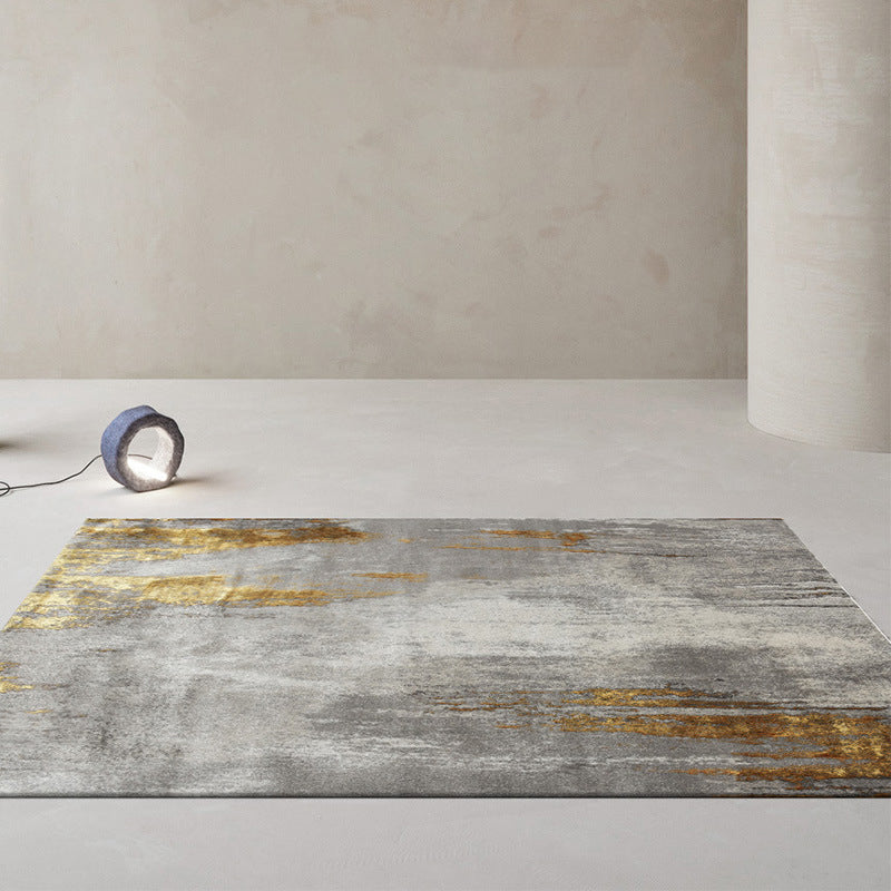 Gray Gold Industrial Carpet Polyester Graphic Carpet Washable Carpet for Living Room