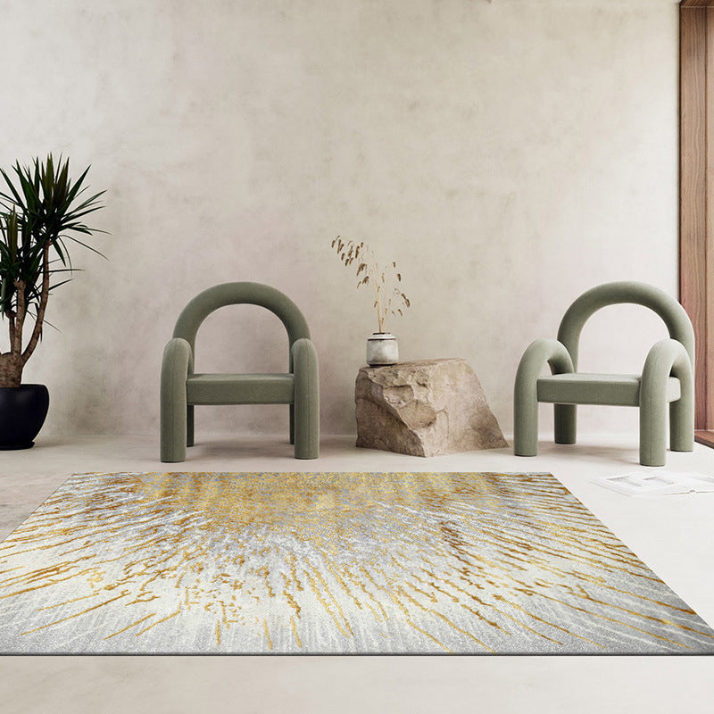 Gray Gold Industrial Carpet Polyester Graphic Carpet Washable Carpet for Living Room