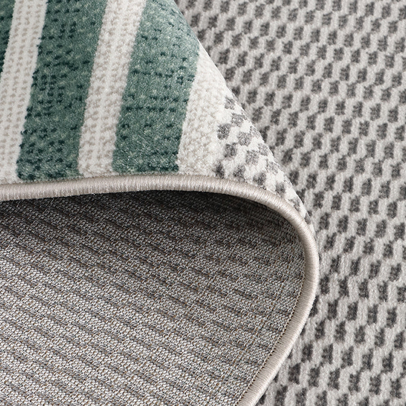 Green Living Room Area Carpet Color-Blcked Polyester Area Rug Stain Resistant Rug