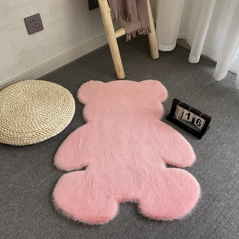 Kid Bear Pattern Carpet Polyester Plush Area Rug Stain Resistant Rug for Children's Room