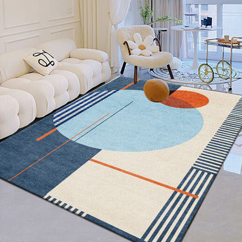 Blauw modern tapijt kleurblok polyester gebied tapijt vlekbestendig vloerkleed voor woningdecoratie
