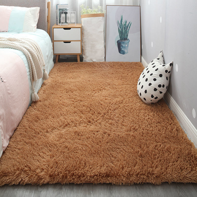 Comfort Home Decoration Area Rug Plain Shag Carpet Polyester Non-Slip Backing Indoor Carpet