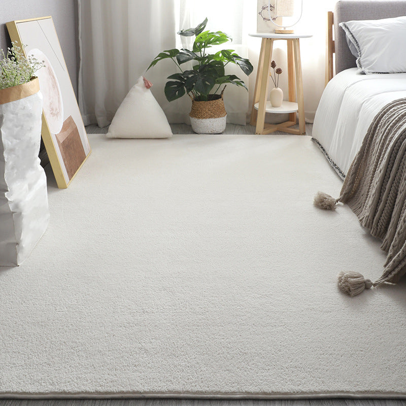 Simplicity Solid Shag Rug Polyester Carpet Non-Slip Backing Indoor Carpet for Adult's Bedroom