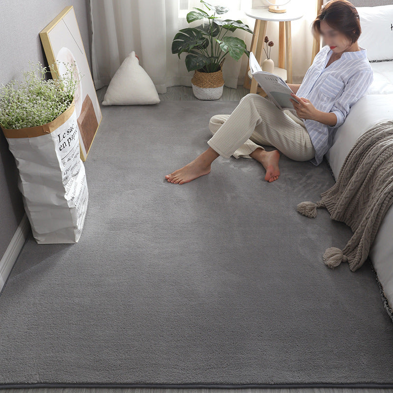 Simplicity Solid Shag Rug Polyester Carpet Non-Slip Backing Indoor Carpet for Adult's Bedroom