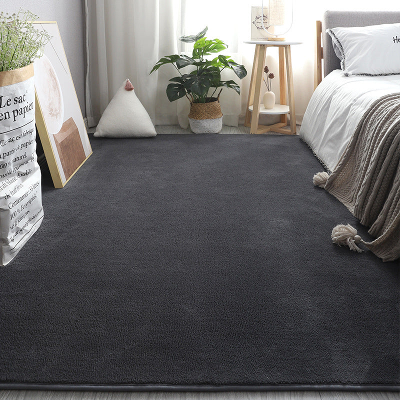 Simplicity Solid Shag Rug Polyester Carpet Non-Slip Backing Indoor Carpet for Adult's Bedroom