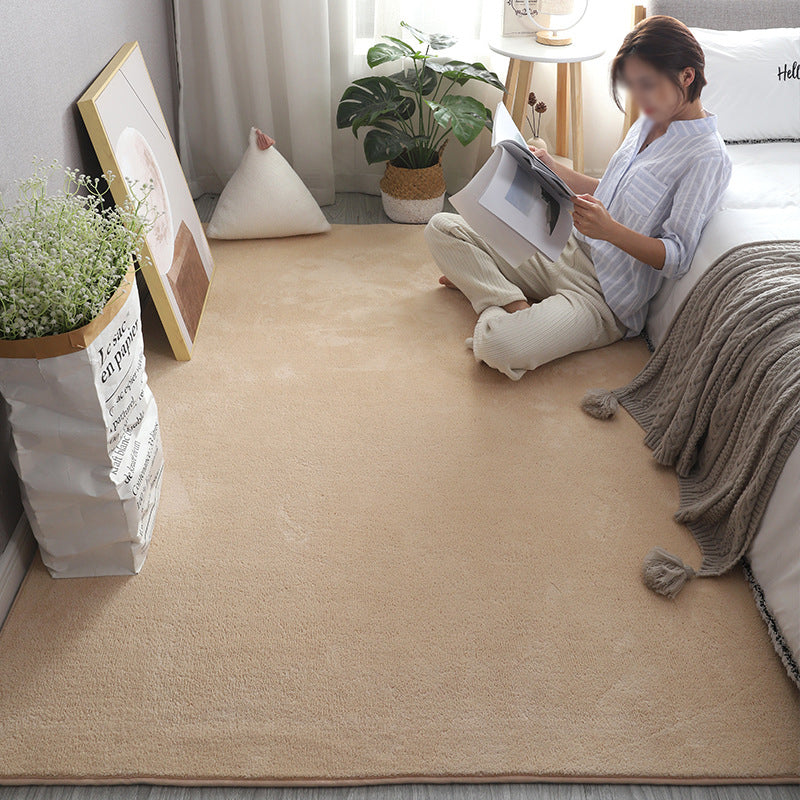 Simplicity Solid Shag Rug Polyester Carpet Non-Slip Backing Indoor Carpet for Adult's Bedroom
