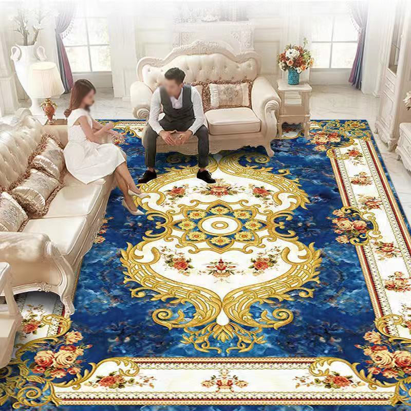 Vintage Living Room Carpet Anrique Pattern Polyester Area Rug Stain Resistant Rug