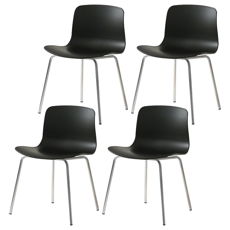 Sillas de comedor de metal contemporáneo, sillas sin brazos, sillas de comedor de plástico para restaurante