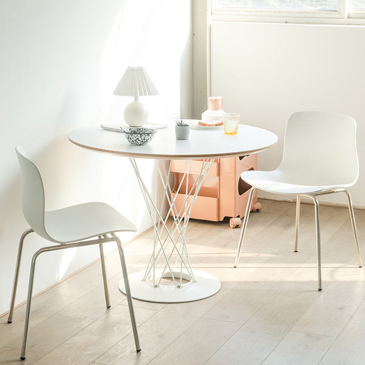 Sillas de comedor de metal contemporáneo, sillas sin brazos, sillas de comedor de plástico para restaurante