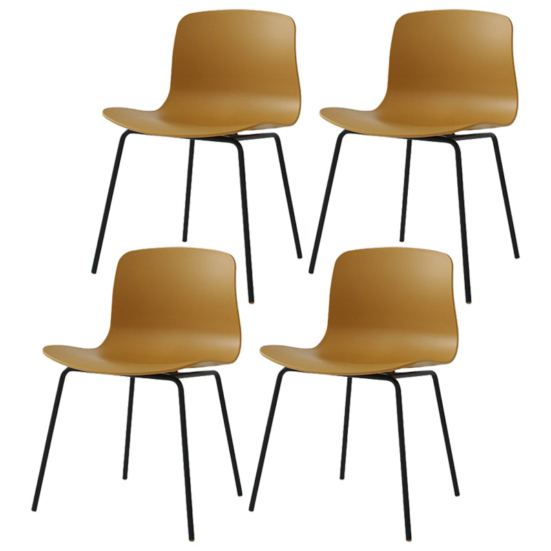 Sillas de comedor de metal contemporáneo, sillas sin brazos, sillas de comedor de plástico para restaurante