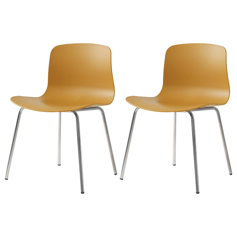 Sillas de comedor de metal contemporáneo, sillas sin brazos, sillas de comedor de plástico para restaurante