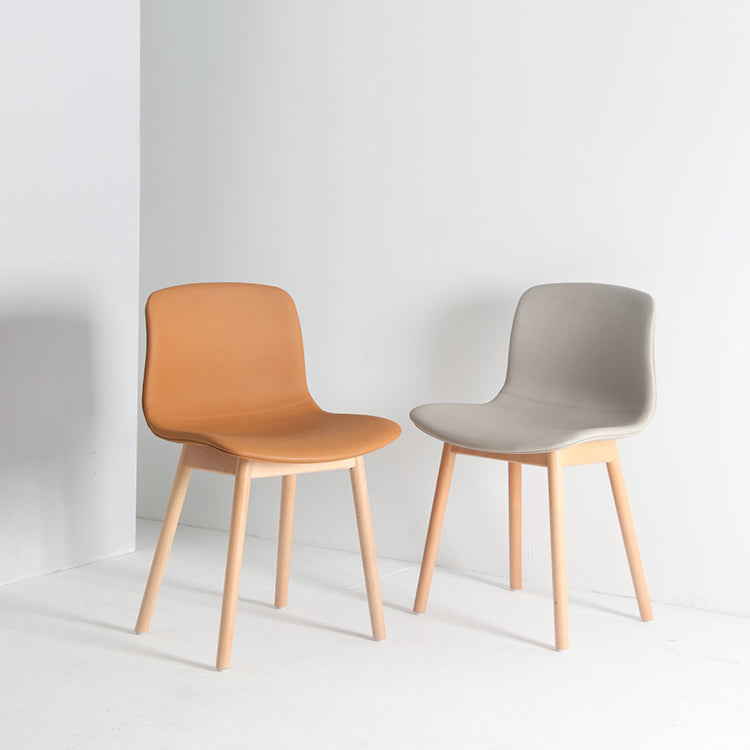 Sillas de comedor de madera contemporáneas Sillas de comedor tapizadas sin brazos para restaurante