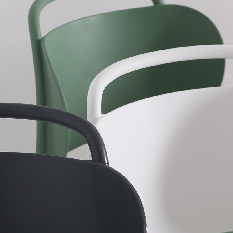 Sillas de comedor de plástico contemporáneas, silla sin brazos con respaldo abierto (juego de 2)