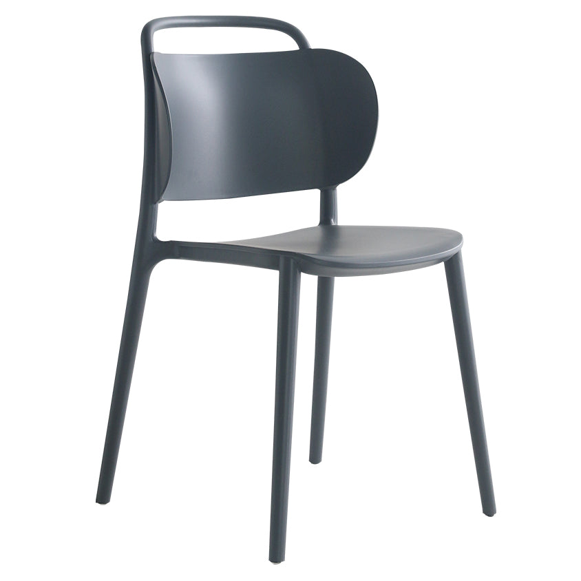 Sillas de comedor de plástico contemporáneas, silla sin brazos con respaldo abierto (juego de 2)