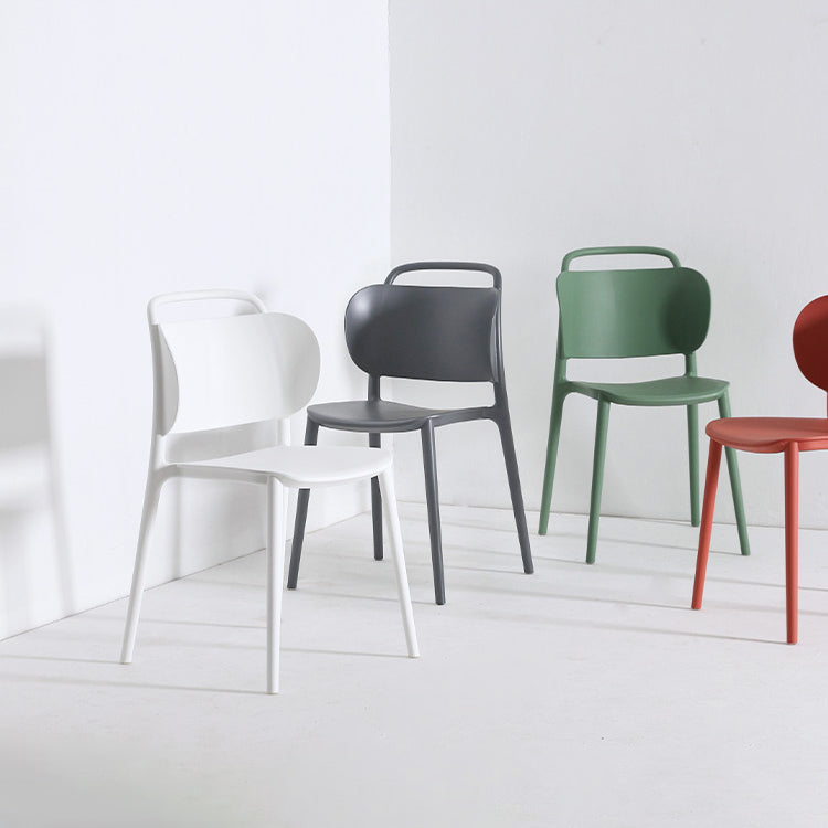 Sillas de comedor de plástico contemporáneas, silla sin brazos con respaldo abierto (juego de 2)