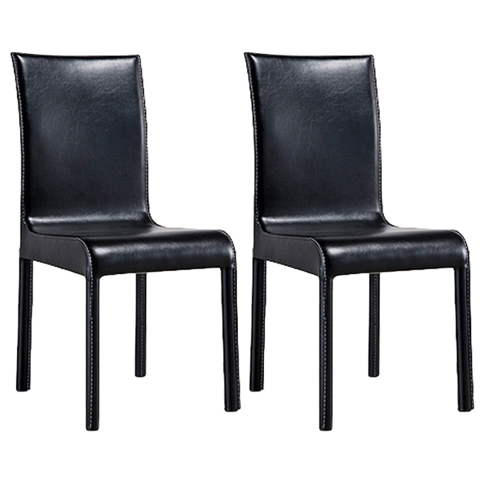 Chaise d'appoint en cuir pour restaurant contemporain Chaise de salle à manger à dossier solide (Ensemble de 2)