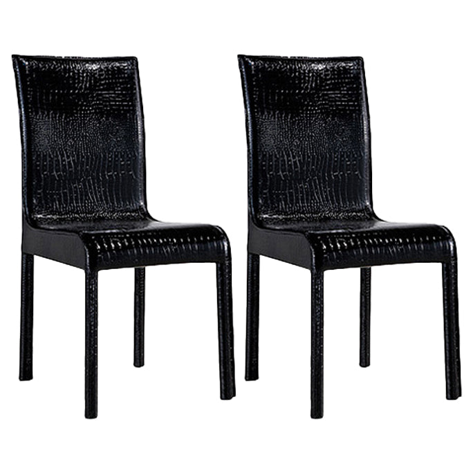 Chaise d'appoint en cuir pour restaurant contemporain Chaise de salle à manger à dossier solide (Ensemble de 2)