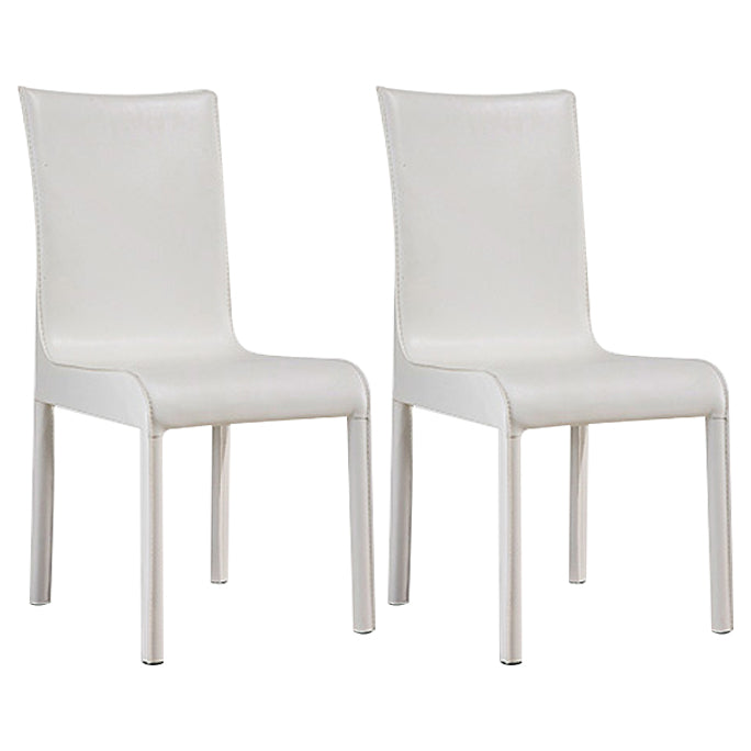 Chaise d'appoint en cuir pour restaurant contemporain Chaise de salle à manger à dossier solide (Ensemble de 2)