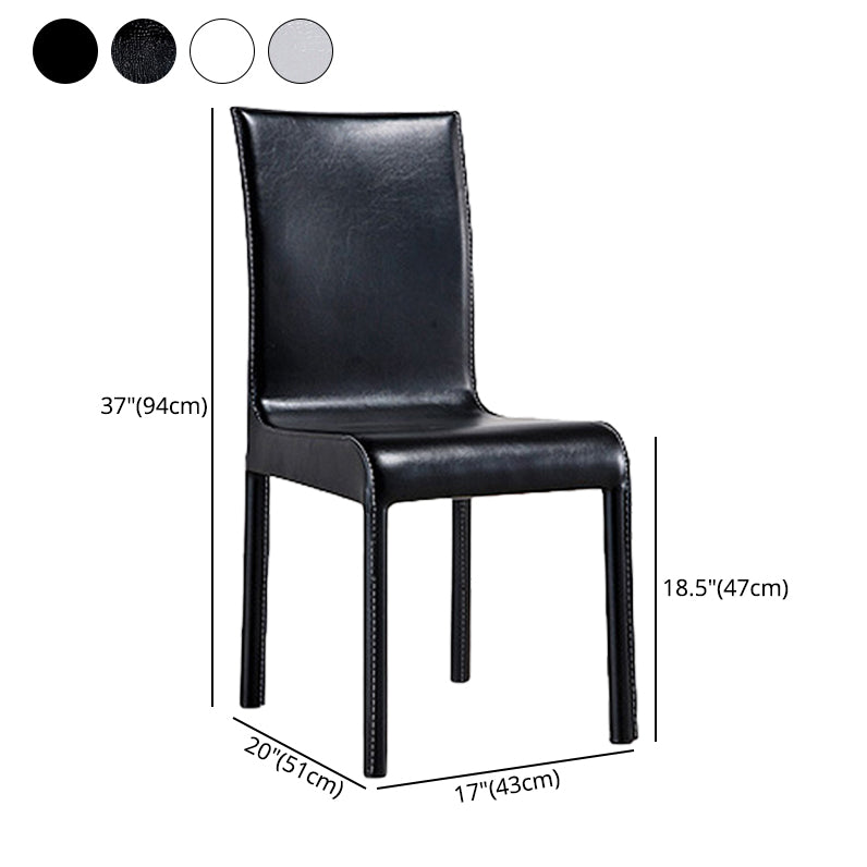Chaise d'appoint en cuir pour restaurant contemporain Chaise de salle à manger à dossier solide (Ensemble de 2)