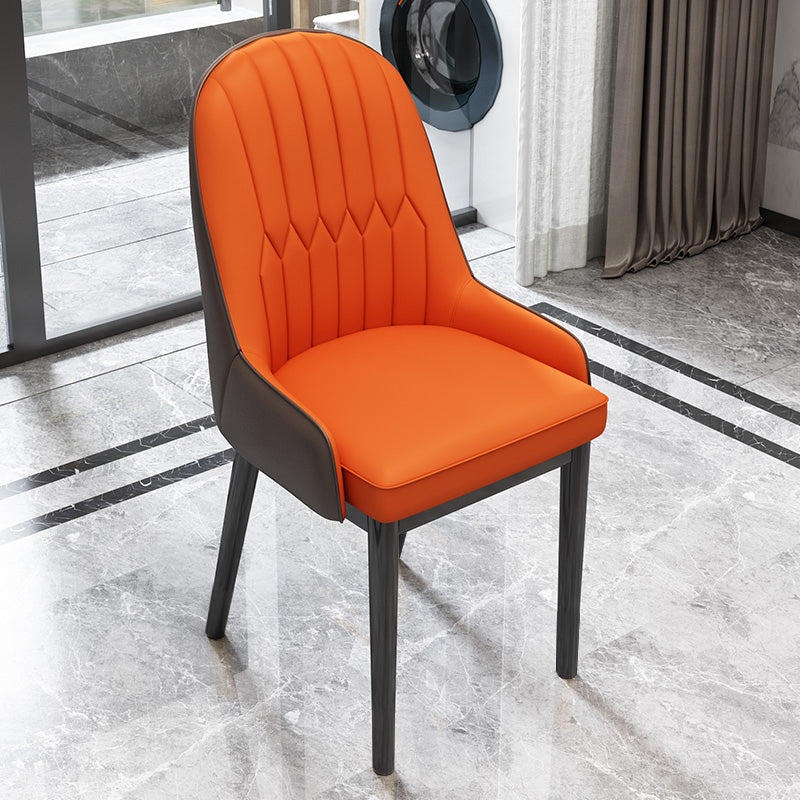 Chaise de salle à manger en métal à dossier Parsons, fauteuil scandinave d'intérieur rembourré