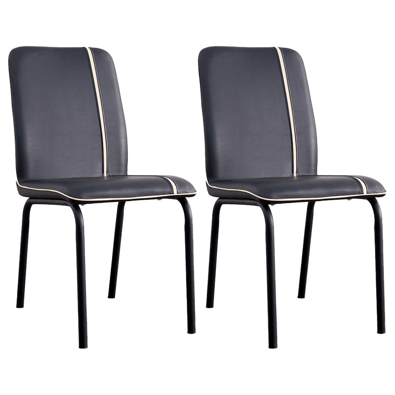 Silla lateral de comedor de metal contemporáneo, silla sin brazos con respaldo sólido