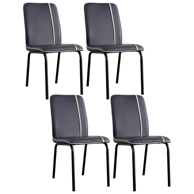Silla lateral de comedor de metal contemporáneo, silla sin brazos con respaldo sólido