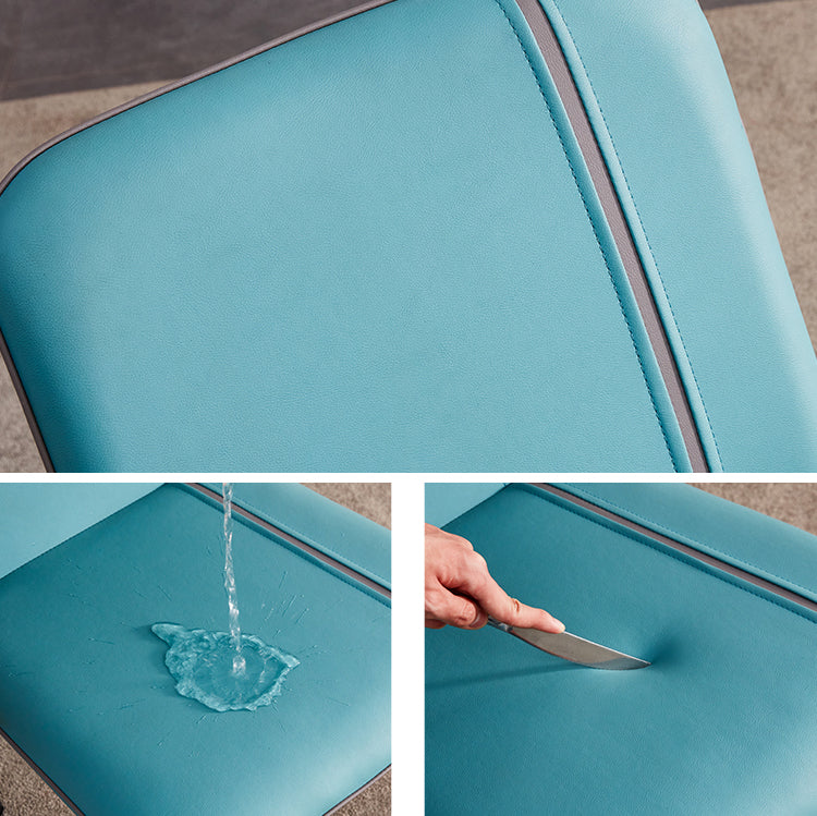 Silla lateral de comedor de metal contemporáneo, silla sin brazos con respaldo sólido