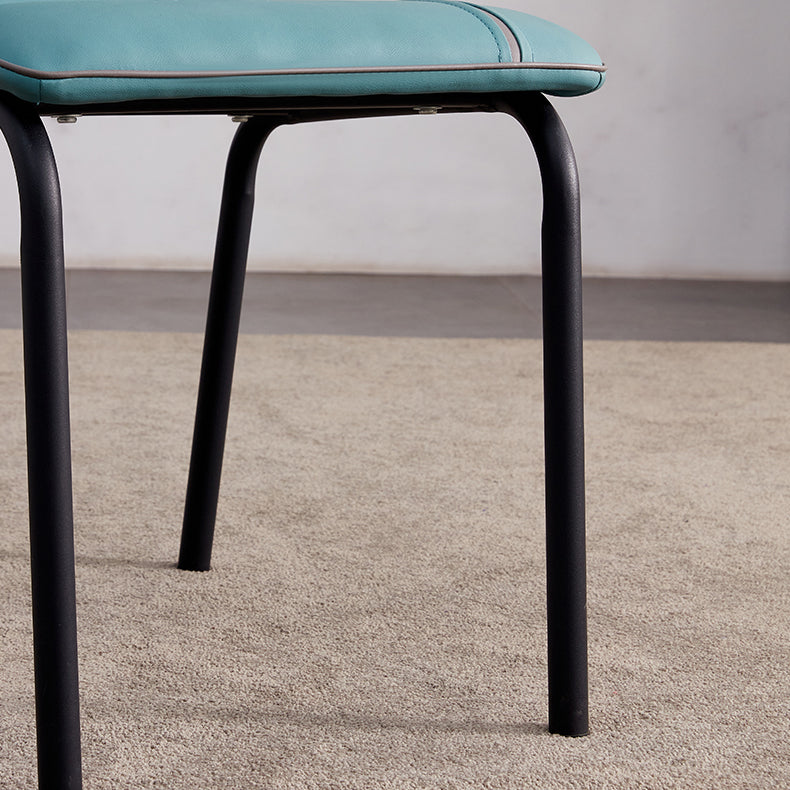 Silla lateral de comedor de metal contemporáneo, silla sin brazos con respaldo sólido