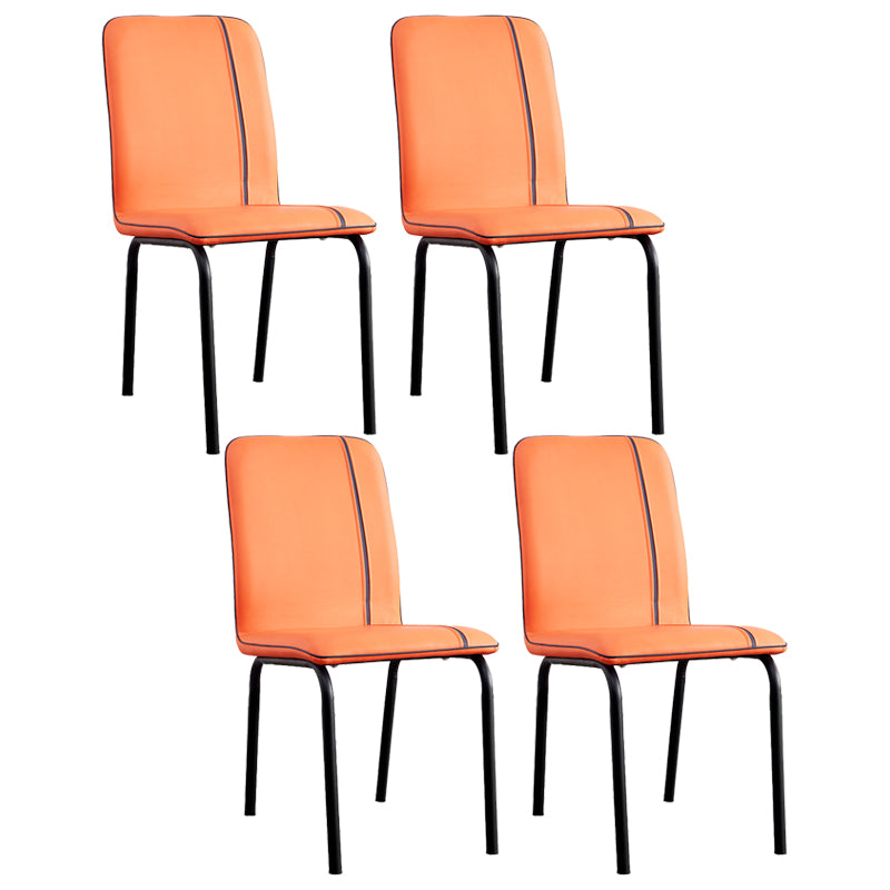Silla lateral de comedor de metal contemporáneo, silla sin brazos con respaldo sólido