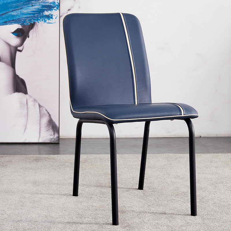 Chaise latérale de salle à manger contemporaine en métal, chaise sans bras à dossier solide pour salle à manger