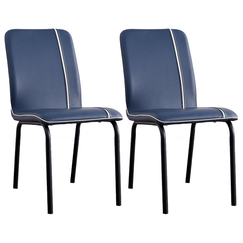 Silla lateral de comedor de metal contemporáneo, silla sin brazos con respaldo sólido