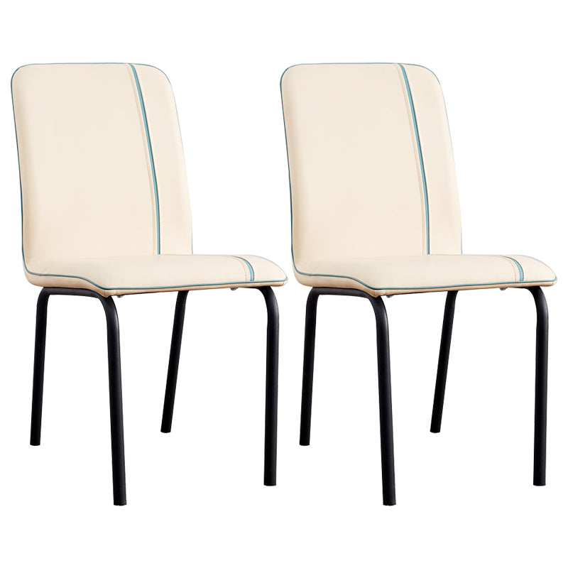 Silla lateral de comedor de metal contemporáneo, silla sin brazos con respaldo sólido