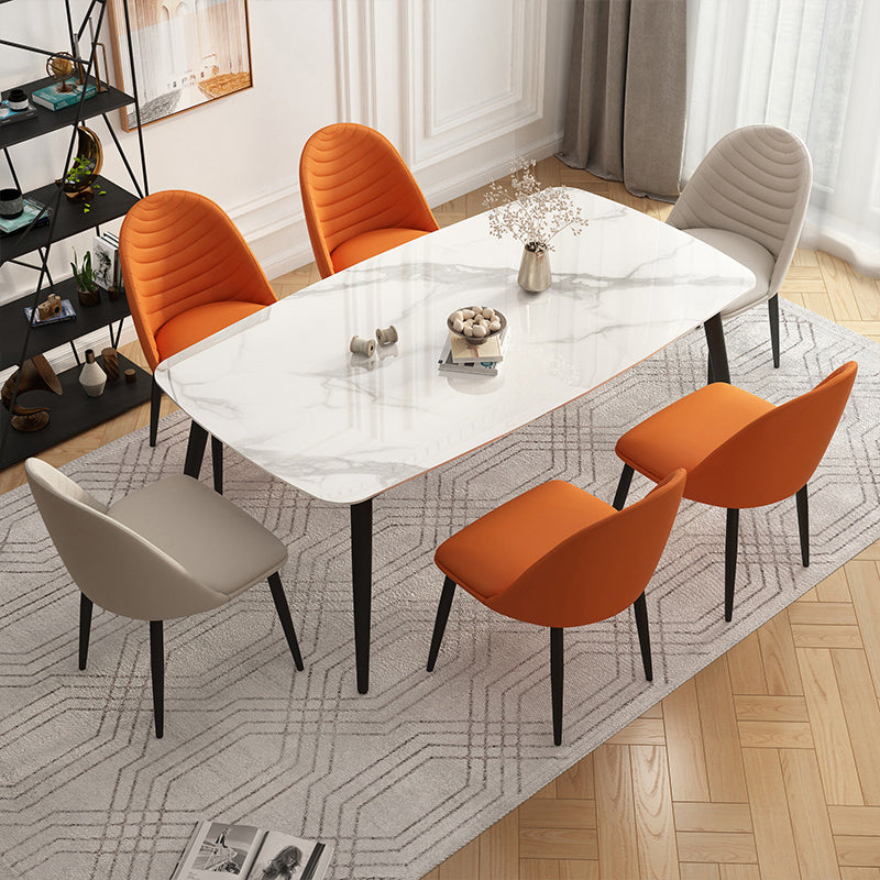 Sillas de comedor de metal contemporáneas tapizadas sin brazos, sillas de cuero para uso doméstico