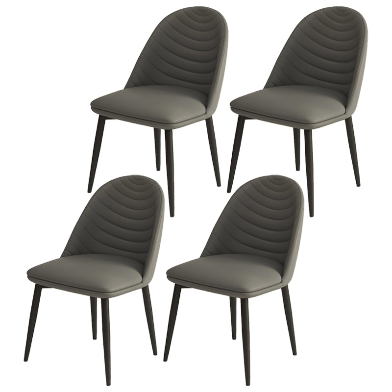 Sillas de comedor de metal contemporáneas tapizadas sin brazos, sillas de cuero para uso doméstico