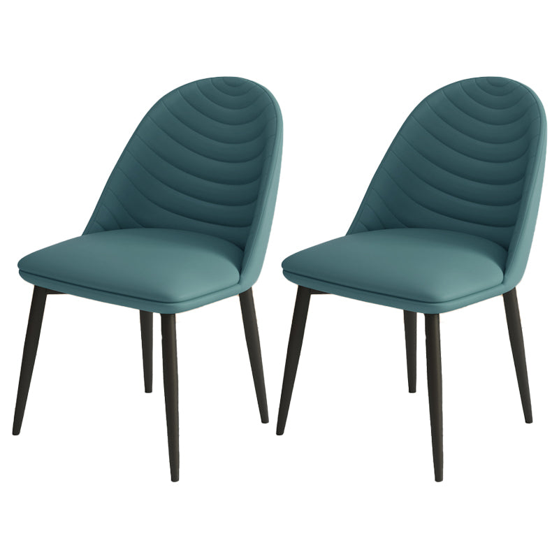 Sillas de comedor de metal contemporáneas tapizadas sin brazos, sillas de cuero para uso doméstico