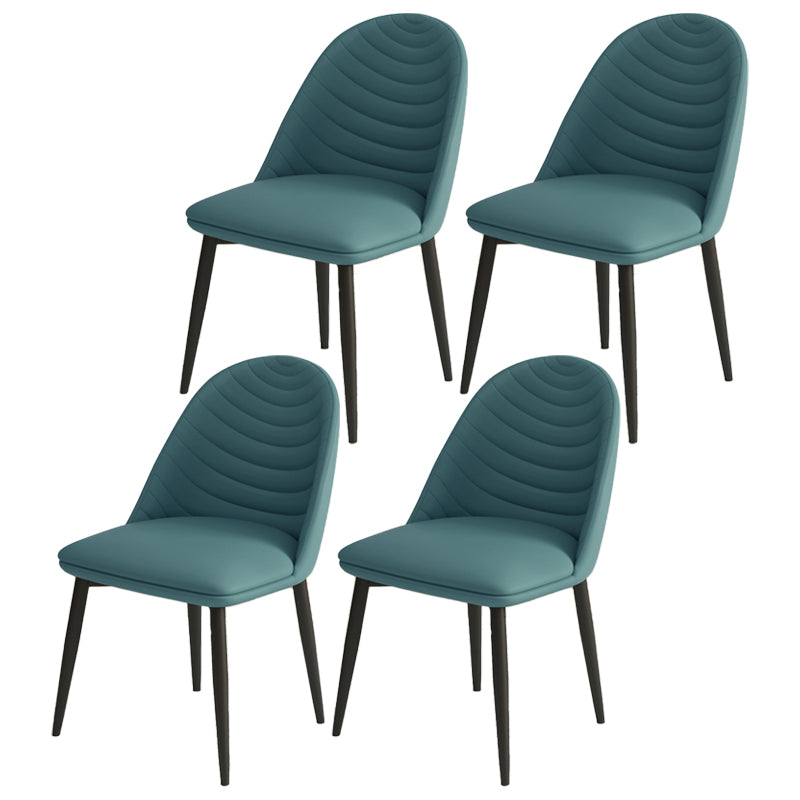 Sillas de comedor de metal contemporáneas tapizadas sin brazos, sillas de cuero para uso doméstico