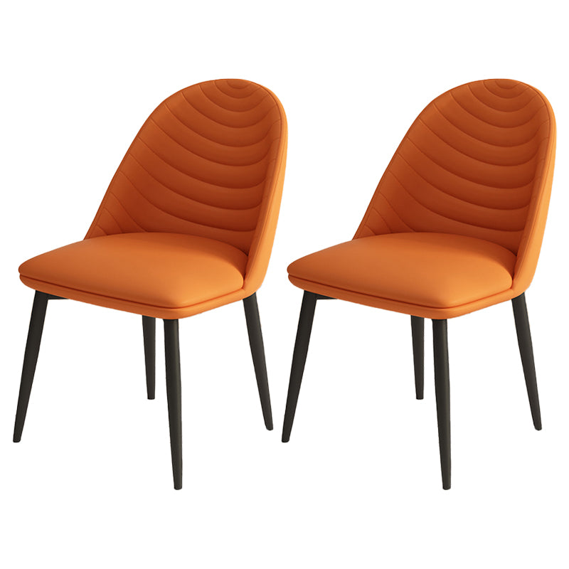 Sillas de comedor de metal contemporáneas tapizadas sin brazos, sillas de cuero para uso doméstico