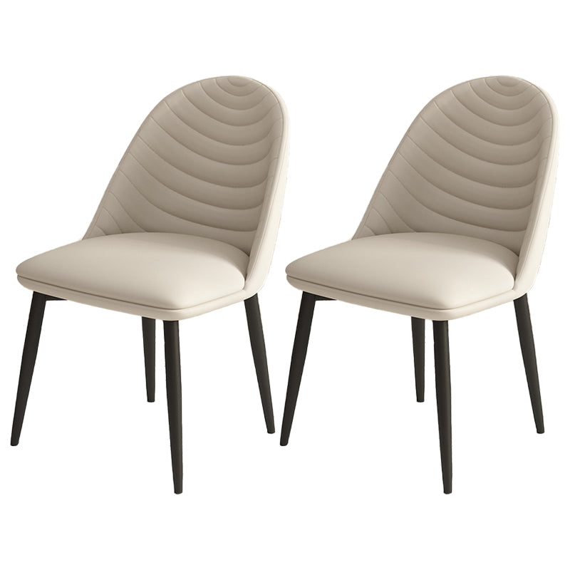 Sillas de comedor de metal contemporáneas tapizadas sin brazos, sillas de cuero para uso doméstico
