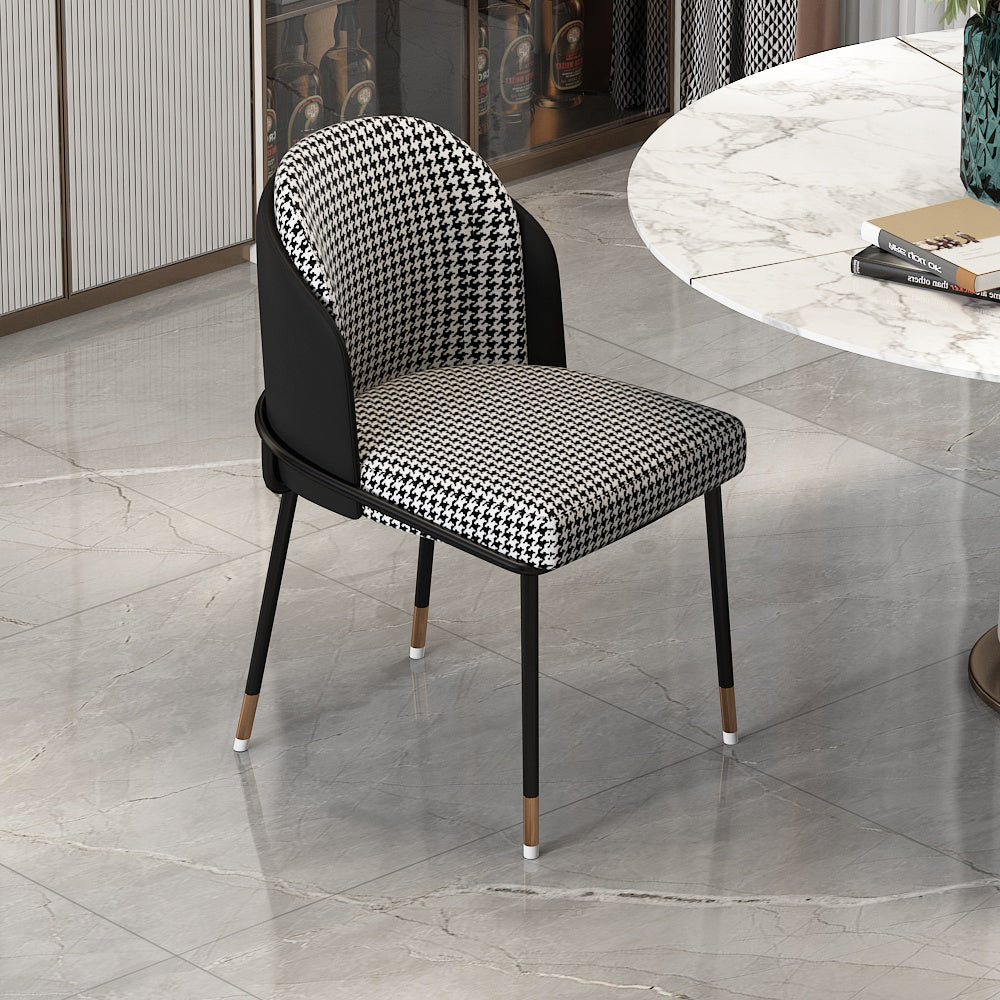 Sillas sin brazos de comedor de metal Glam, sillas tapizadas de comedor para restaurante