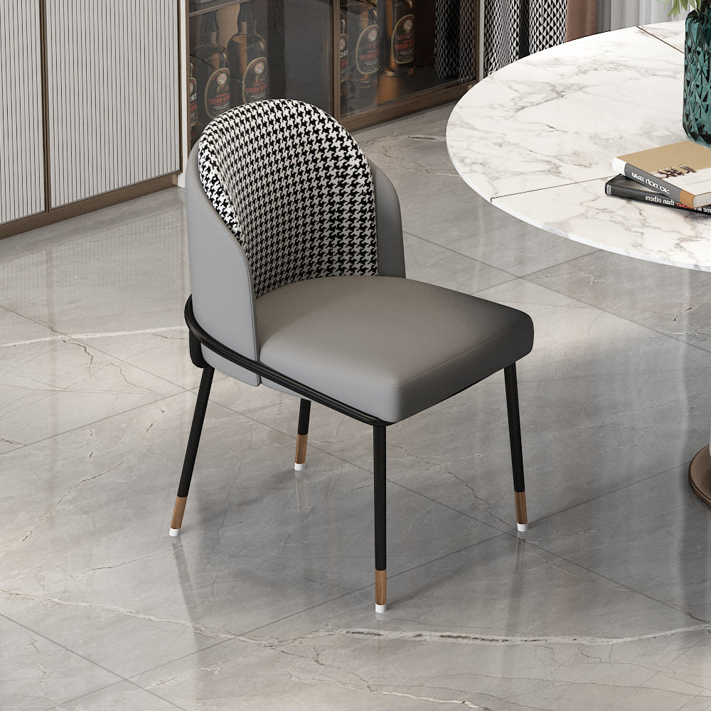 Sillas sin brazos de comedor de metal Glam, sillas tapizadas de comedor para restaurante