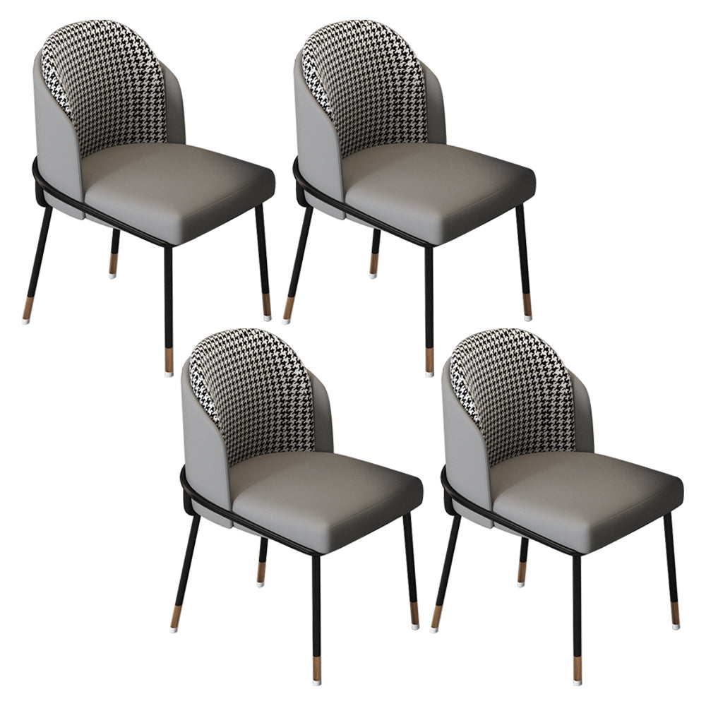 Sillas sin brazos de comedor de metal Glam, sillas tapizadas de comedor para restaurante