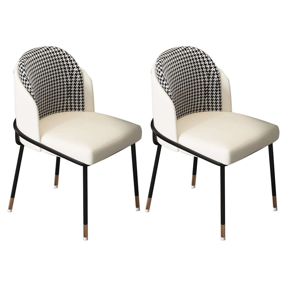 Sillas sin brazos de comedor de metal Glam, sillas tapizadas de comedor para restaurante
