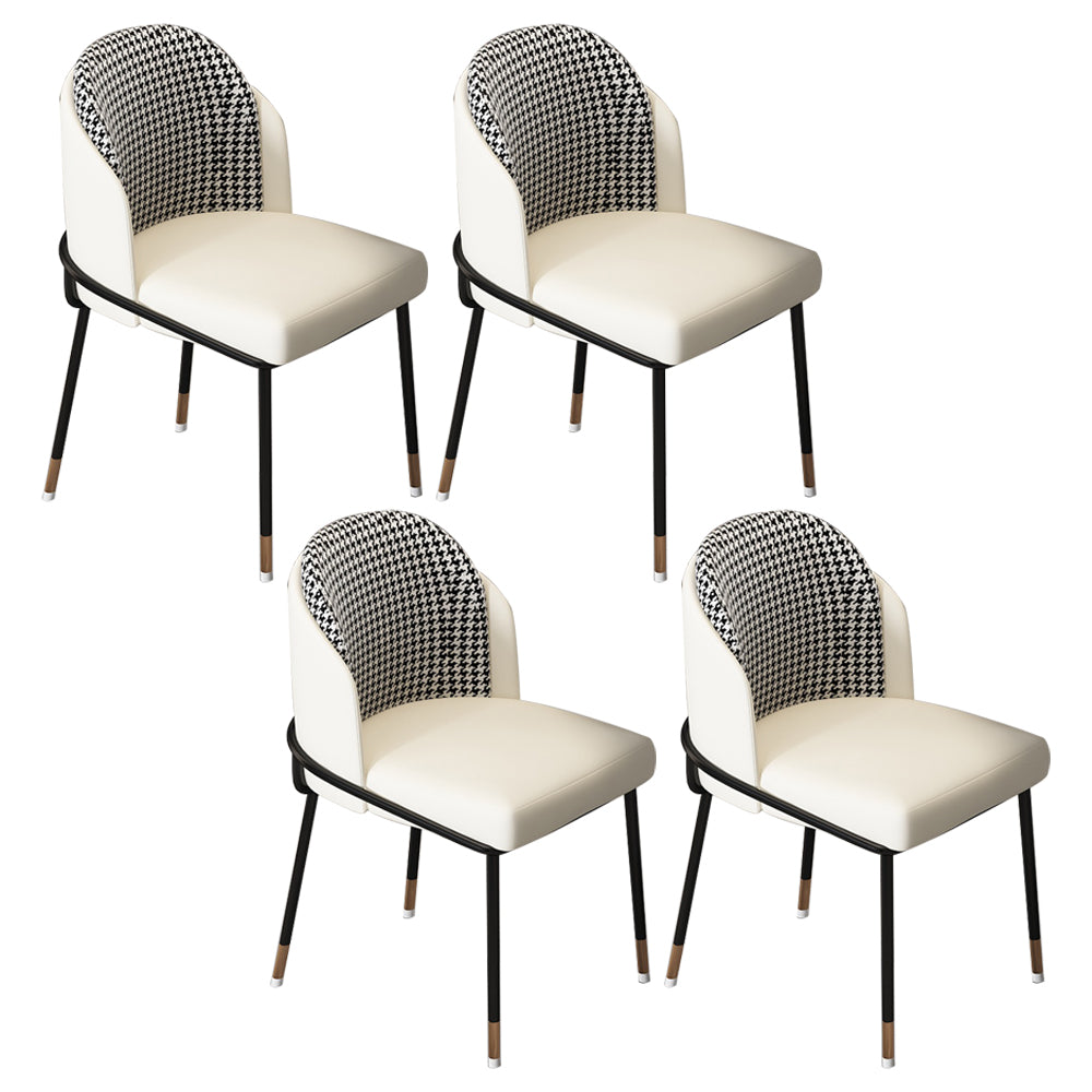 Sillas sin brazos de comedor de metal Glam, sillas tapizadas de comedor para restaurante